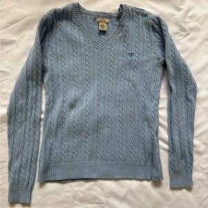 Izod Light Blue V-Neck Cable Knit Sweater